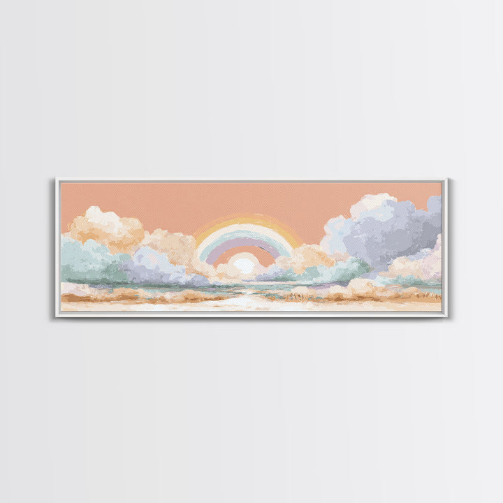 Rainbow Arch with Muted Nursery Colors Canvas Print, Nursery Art, Textured Painting, Nursery Decor, Oil Painting, Nursery, NUR-3x1-95