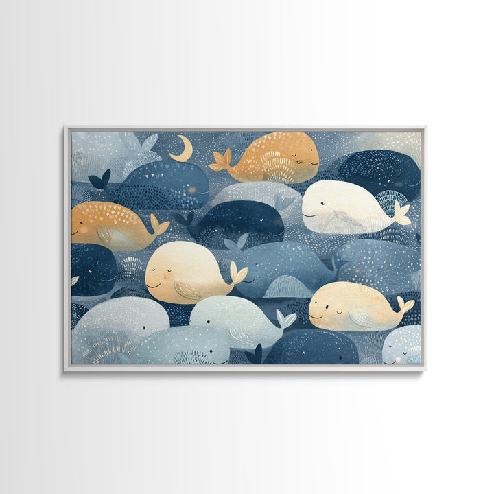 Whale and Tiny Stars Canvas Print, Nursery Art, Nursery Prints, Nursery Decor, Nursery, Kids Wall Decor, Kids Room Wall Art, NUR-3x2-12