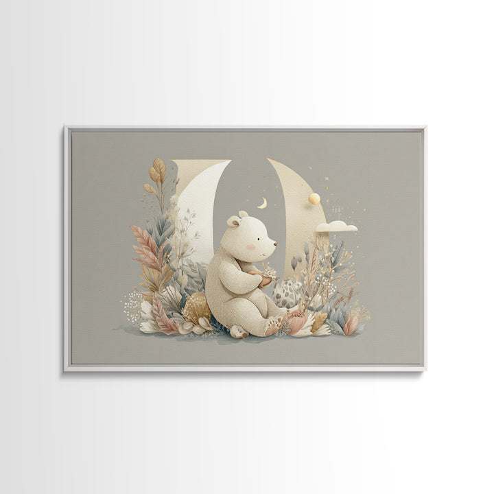 Animal Alphabet Scene Without Readable Letters Framed Canvas Print, Nursery Art, Nursery, Nursery Decor, Fine Art, Nursery, NUR-3x2-15