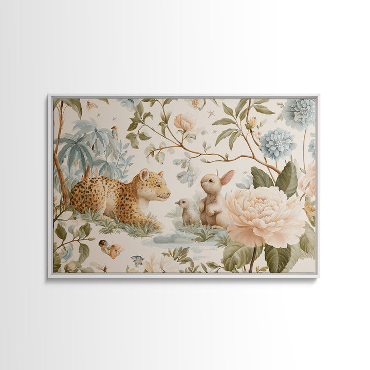 Pastel Jungle Animals Canvas Print, Nursery Art, Nursery, Nursery Decor, Oil Painting, Nursery, Playroom Wall Decor, NUR-3x2-22