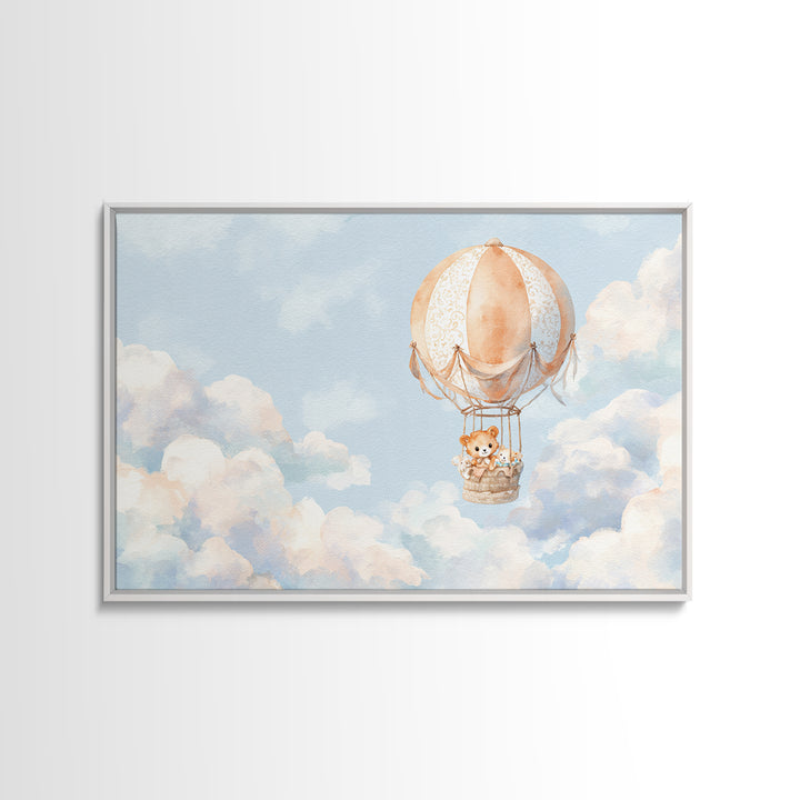 Floating Hot Air Balloon Framed Canvas Print, Nursery Art, Home Decor, Nursery Decor, Abstract Art, Nursery, Contemporary Art, NUR-3x2-64