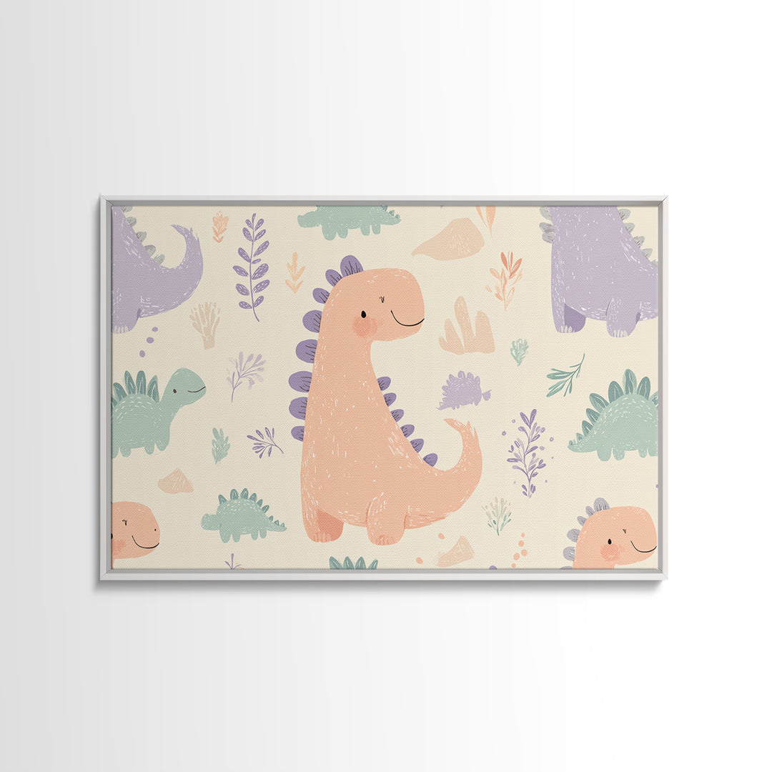 Tiny Dinosaur with Friendly Expression Canvas Print, Nursery Art, Textured Painting, Nursery Decor, Watercolor Art, Nursery, NUR-3x2-67