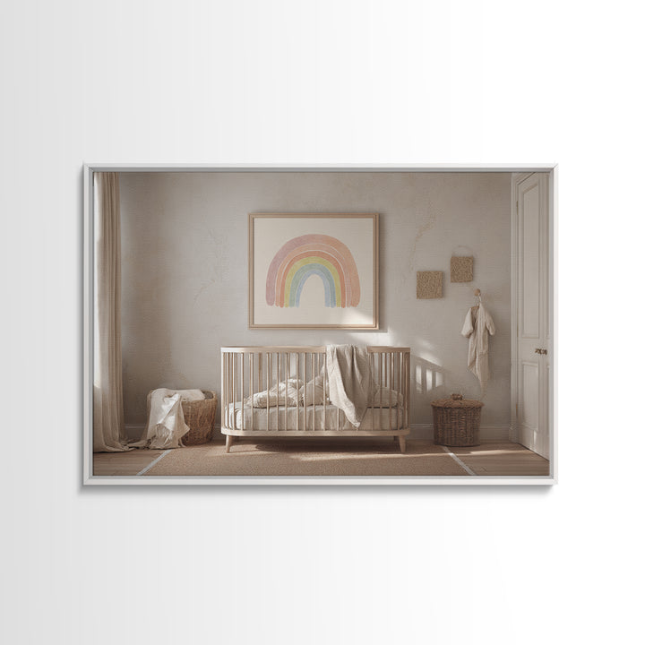 Rainbow Arch with Muted Nursery Colors Canvas Print, Nursery Art, Wall Art, Nursery Decor, Fine Art, Nursery, Nursery Prints, NUR-3x2-83