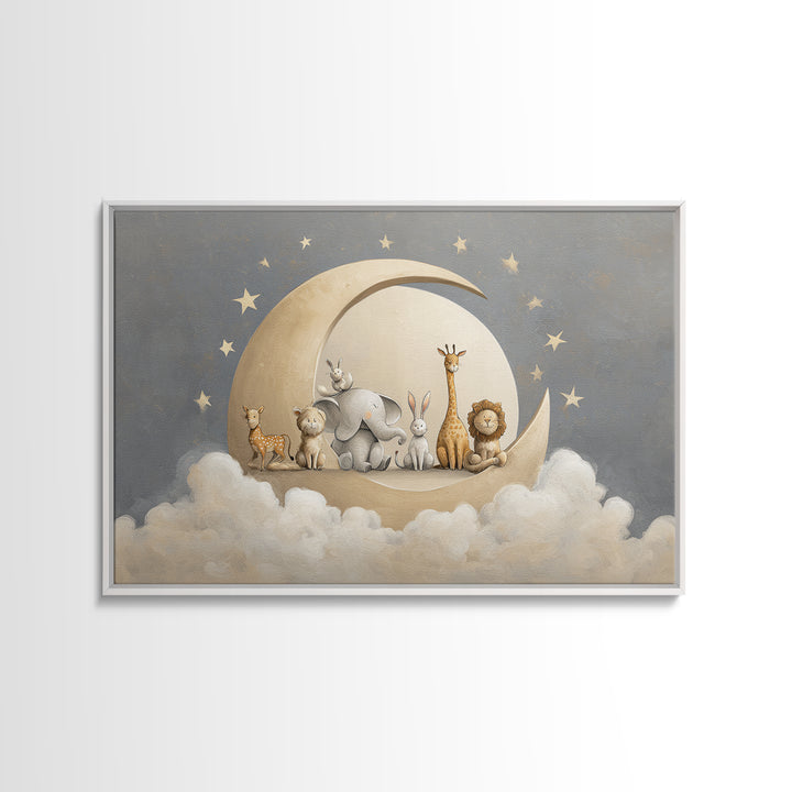 Animal Alphabet Scene Without Readable Letters Framed Canvas Print, Nursery Art, Modern Decor, Nursery Decor, Fine Art, Nursery, NUR-3x2-87