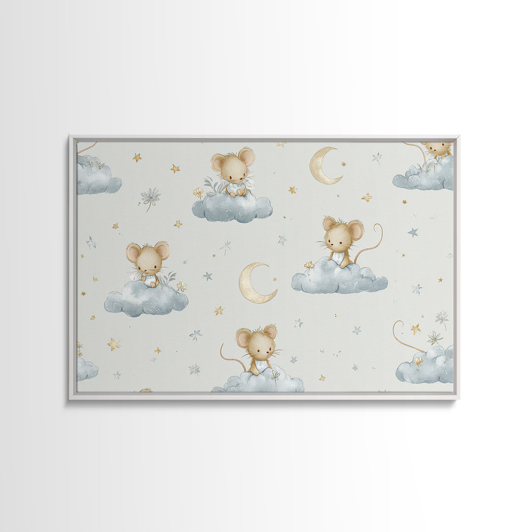 Ballet Mouse in Storybook Style Framed Canvas Print, Nursery Art, Luxury Decor, Nursery Decor, Nursery, Nursery Wall Art, NUR-3x2-96