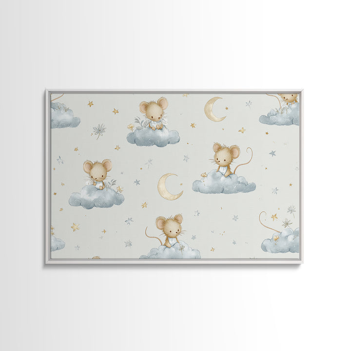 Ballet Mouse in Storybook Style Framed Canvas Print, Nursery Art, Luxury Decor, Nursery Decor, Nursery, Nursery Wall Art, NUR-3x2-96