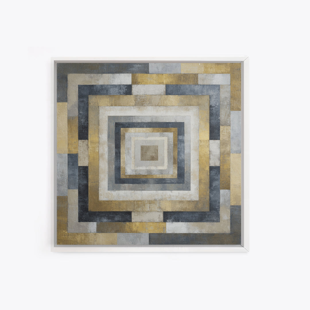 Geometric Labyrinth Pattern Canvas Print, Office Art, Wall Prints, Office Decor, Abstract Art, Focus, Cubicle Decor, OFF-1x1-18