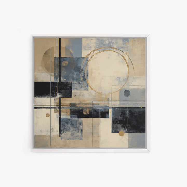Gold Circle and Line Composition for Clarity Framed Canvas Print, Office Art, Gallery Decor, Office Decor, Fine Art, Focus, OFF-1x1-32