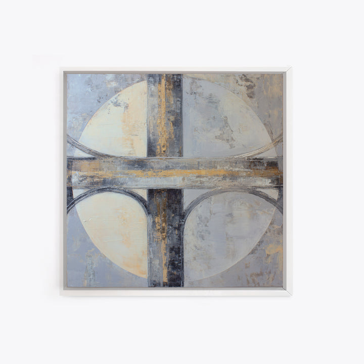 Monochrome Bridge Structure Framed Canvas Print, Office Art, Canvas Print, Office Decor, Abstract Art, Focus, Art Print, OFF-1x1-34