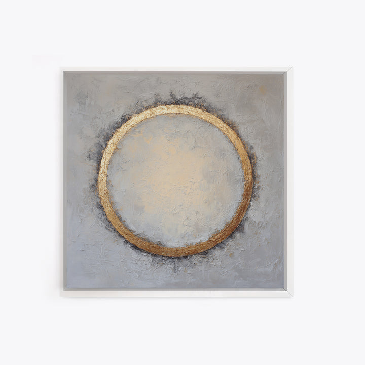 Gold Circle and Line Composition for Clarity Framed Canvas Print, Office Art, Office Decor, Abstract Art, Focus, OFF-1x1-56