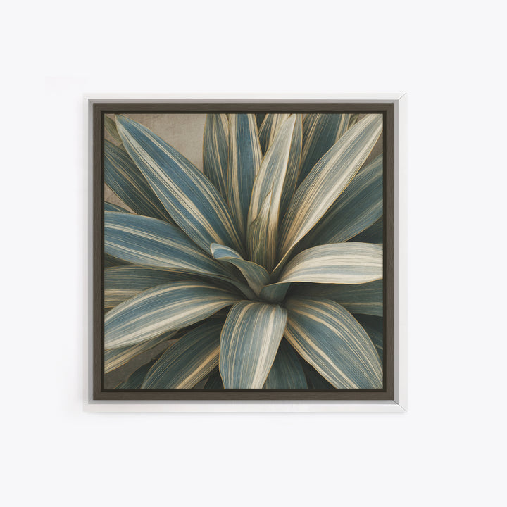 Desk Plant Botanical Closeup Framed Canvas Print, Office Art, Ai Art, Office Decor, Watercolor Art, Focus, Trendy Wall Art, OFF-1x1-64