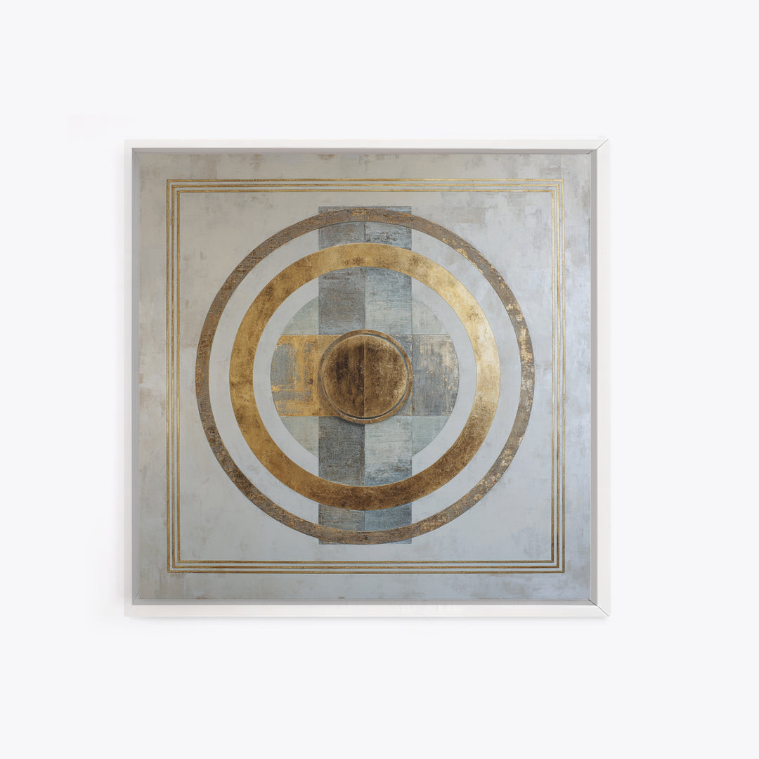 Gold Circle and Line Composition for Clarity Framed Canvas Print, Office Art, Printable Wall Art, Office Decor, Fine Art, Focus, OFF-1x1-8