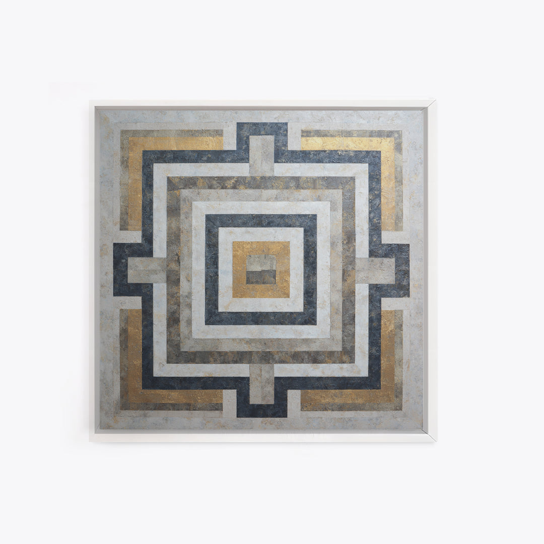 Geometric Labyrinth Pattern Canvas Print, Office Art, Downloadable Prints, Office Decor, Fine Art, Focus, Textured Painting, OFF-1x1-90