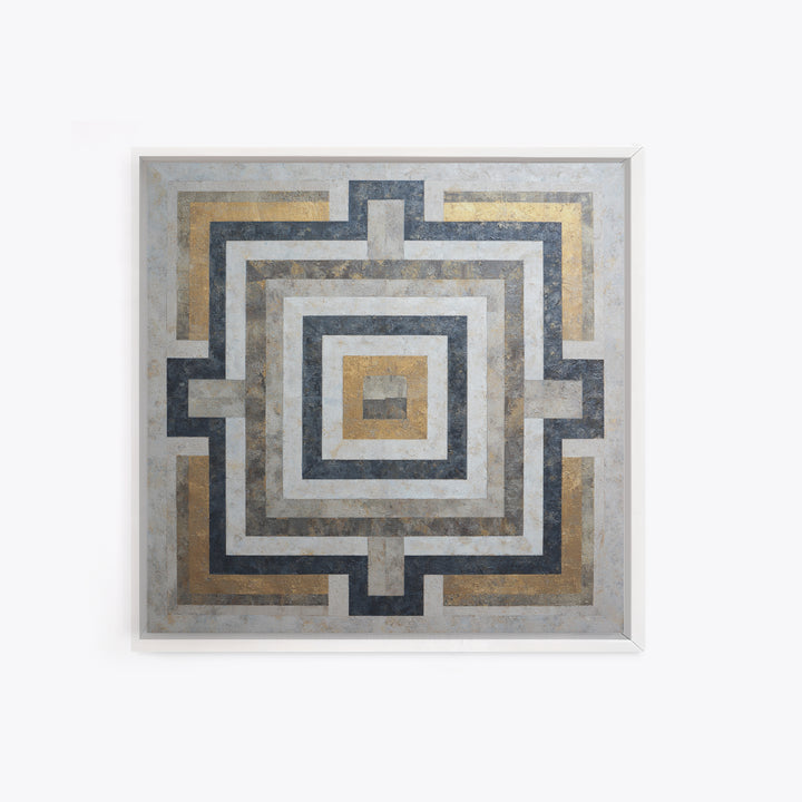Geometric Labyrinth Pattern Canvas Print, Office Art, Downloadable Prints, Office Decor, Fine Art, Focus, Textured Painting, OFF-1x1-90