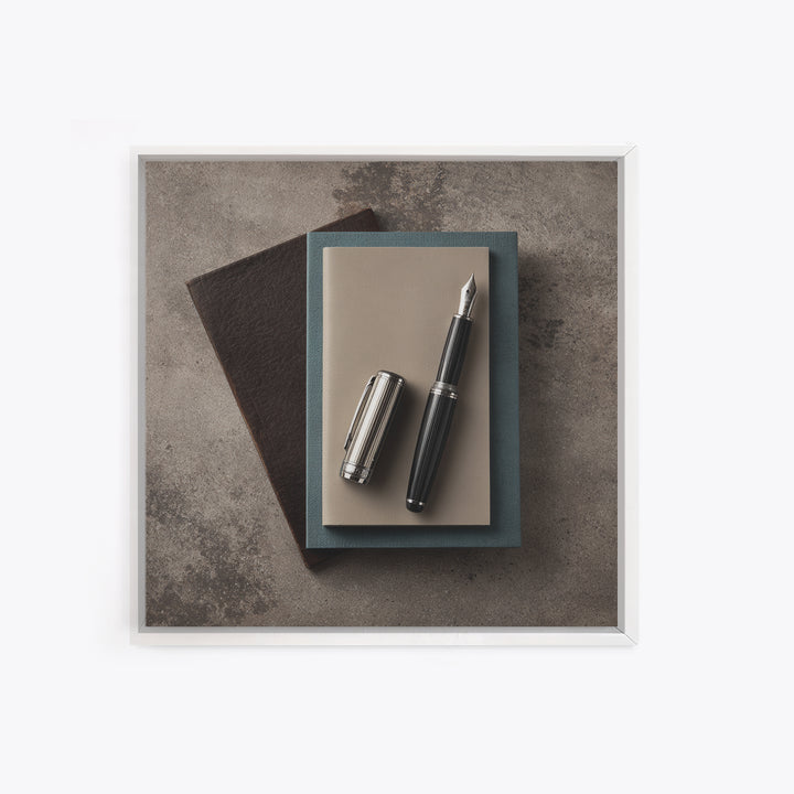 Fountain Pen and Notebook Still Life Without Canvas Print, Office Art, Cubicle Decor, Office Decor, Fine Art, Focus, OFF-1x1-94