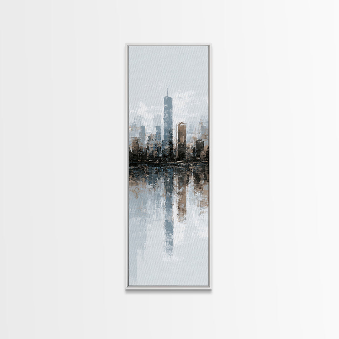 Black and White City Skyline Silhouette Canvas Print, Office Art, Room Decor, Office Decor, Fine Art, Focus, Printable Wall Art, OFF-1x3-17