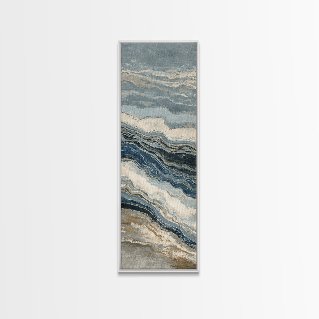Blue Abstract Wave Pattern for Focus Framed Canvas Print, Office Art, Modern Decor, Office Decor, Abstract Art, Focus, OFF-1x3-29