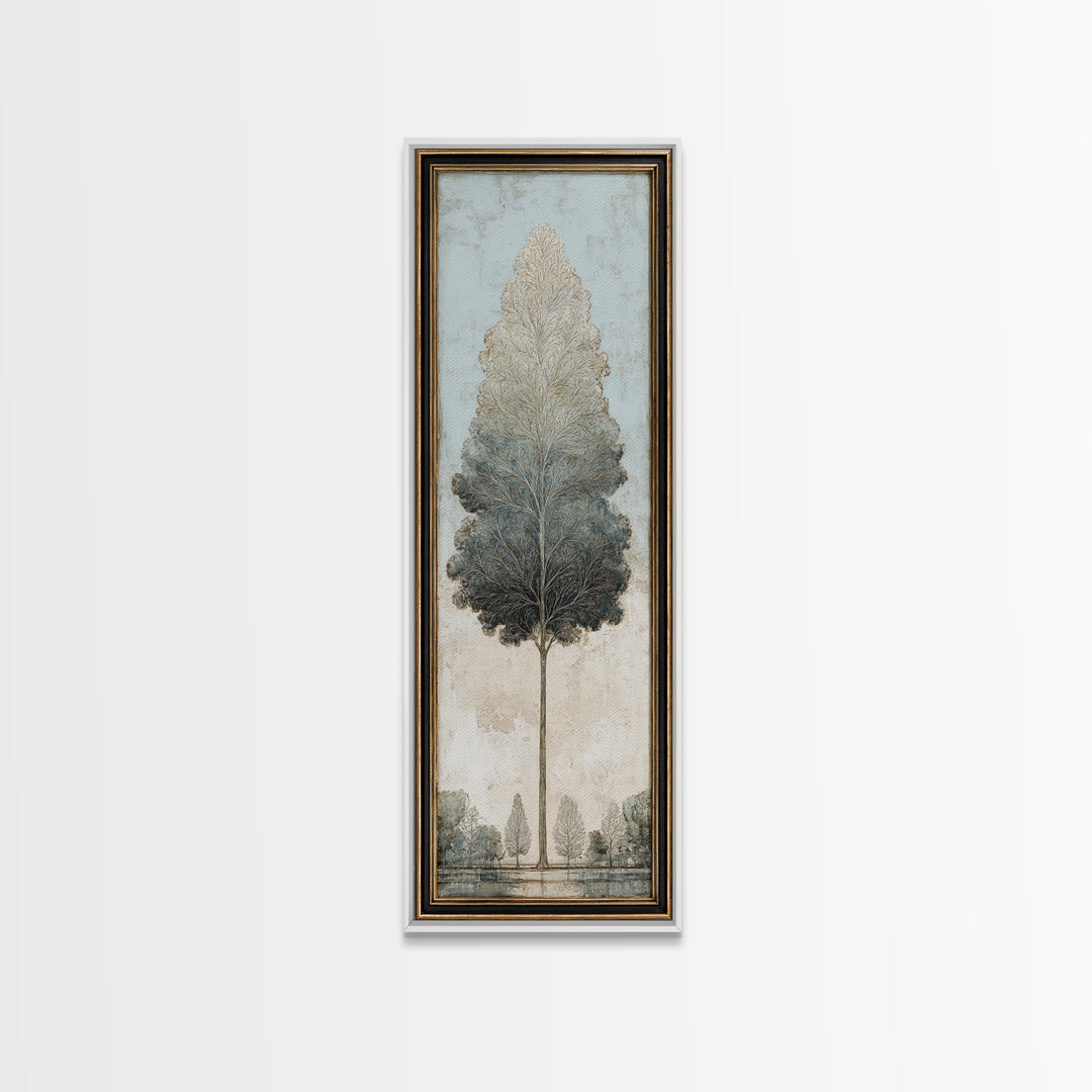 Ink Wash Tree Symbolizing Stability Framed Canvas Print, Office Art, Cubicle Decor, Office Decor, Fine Art, Focus, OFF-1x3-74