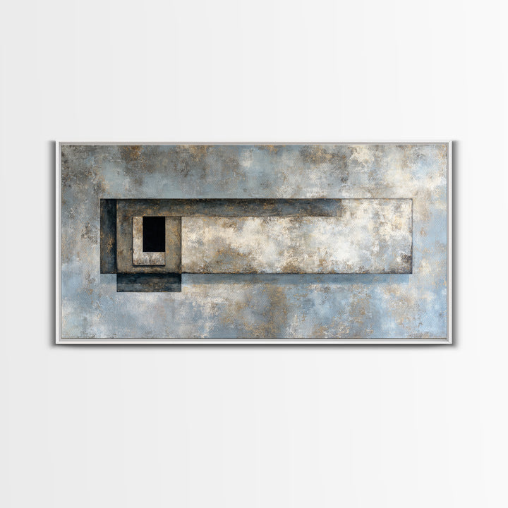 Geometric Labyrinth Pattern Framed Canvas Print, Office Art, Fine Art Print, Office Decor, Abstract Art, Focus, Poster, OFF-2x1-38