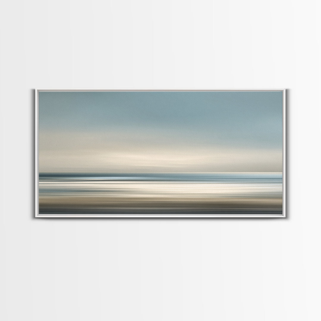 Calm Ocean Horizon for Stress Relief Framed Canvas Print, Office Art, Art Deco, Office Decor, Fine Art, Focus, Bedroom Wall Art, OFF-2x1-55