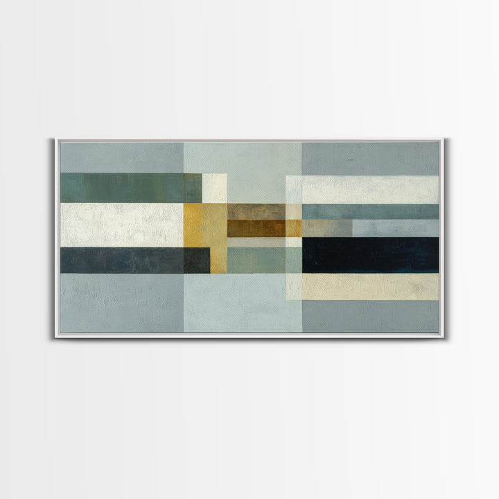 Modern Color Blocks Framed Canvas Print, Office Art, Digital Art, Office Decor, Fine Art, Focus, Ai Art, Digital Print, OFF-2x1-56