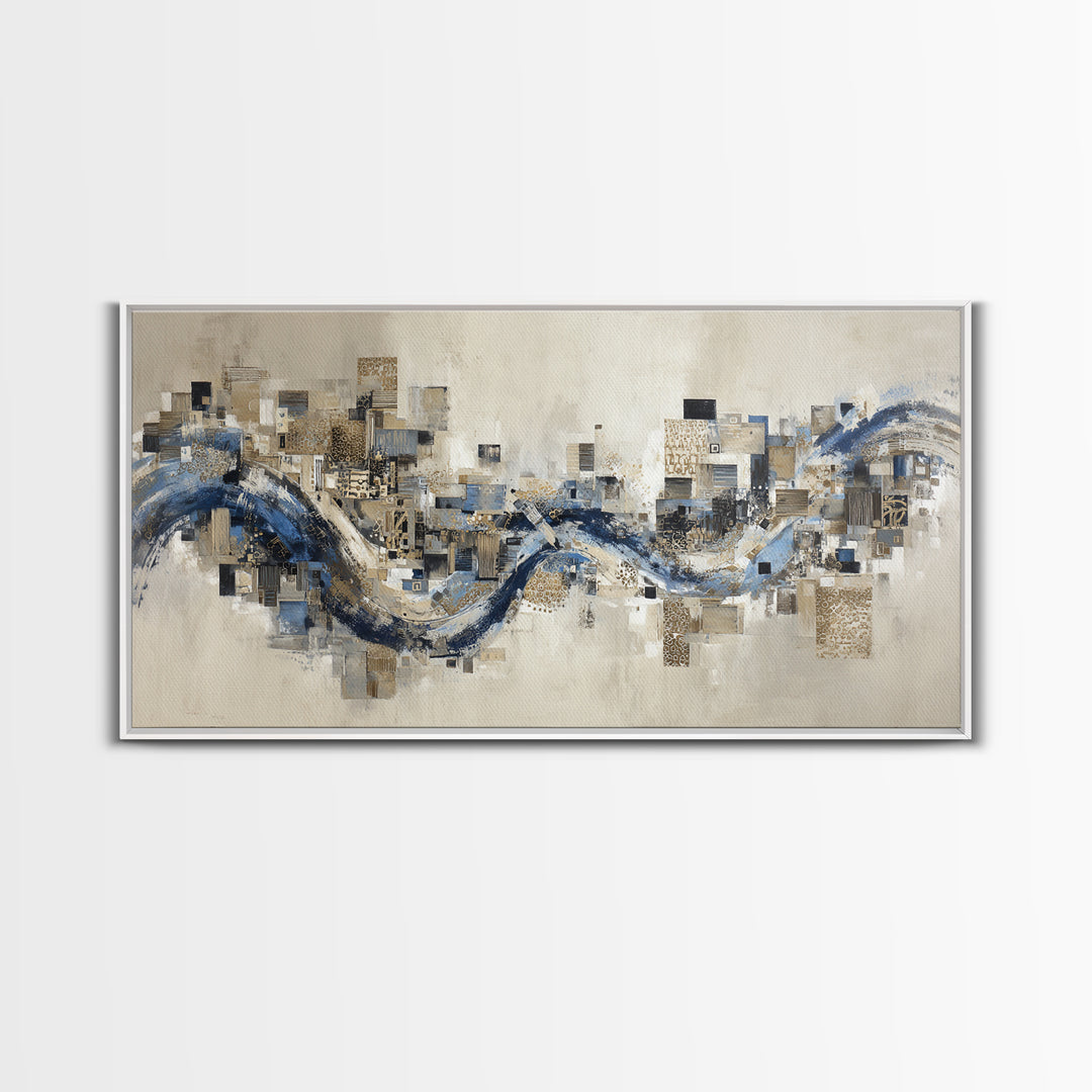 Blue Abstract Wave Pattern for Focus Canvas Print, Office Art, Decor, Office Decor, Abstract Art, Focus, Wall Prints, OFF-2x1-61