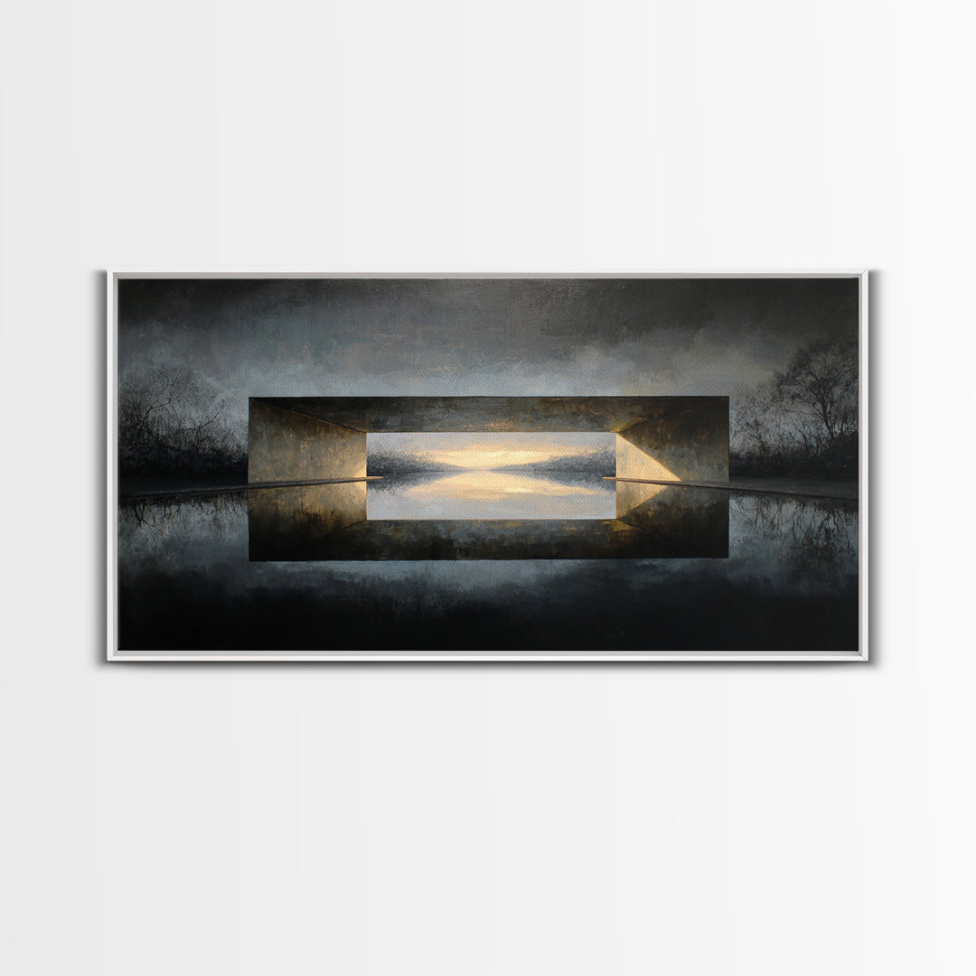 Monochrome Bridge Structure Canvas Print, Office Art, Contemporary Art, Office Decor, Abstract Art, Focus, Large Wall Art, OFF-2x1-78