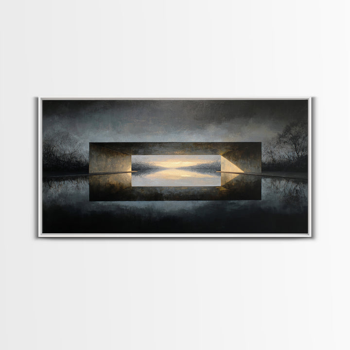 Monochrome Bridge Structure Canvas Print, Office Art, Contemporary Art, Office Decor, Abstract Art, Focus, Large Wall Art, OFF-2x1-78