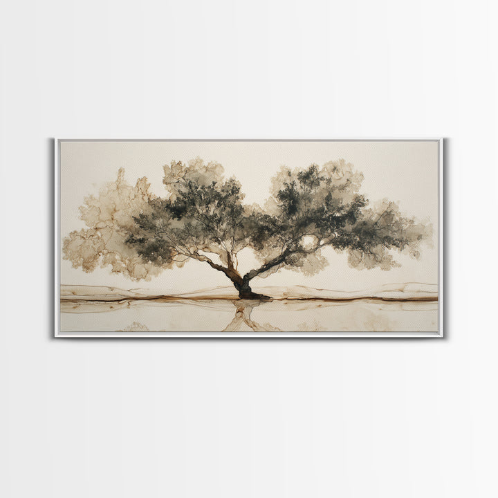 Ink Wash Tree Symbolizing Stability Canvas Print, Office Art, Wall Art, Office Decor, Fine Art, Focus, Boho, Art Deco, OFF-2x1-82