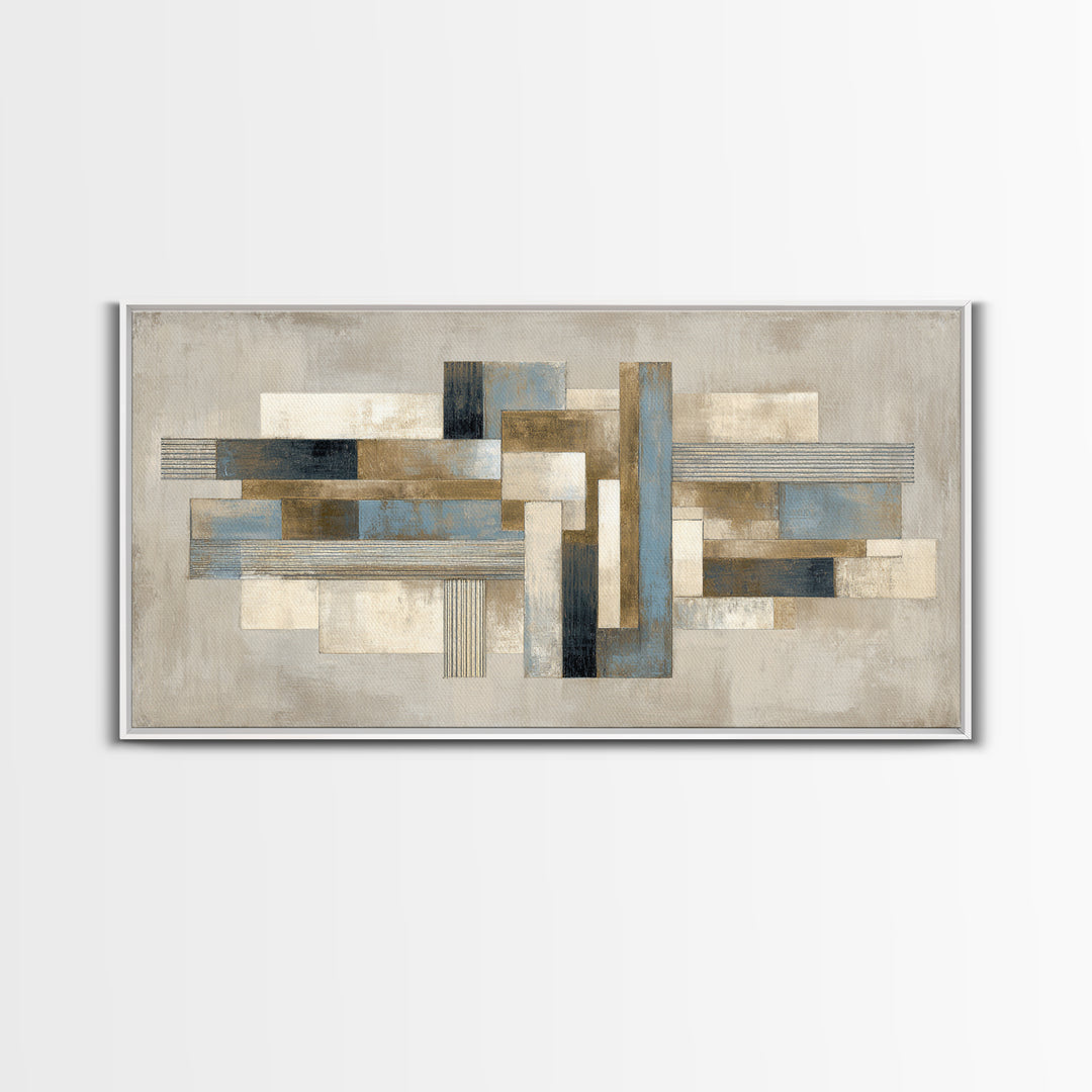 Geometric Labyrinth Pattern Framed Canvas Print, Office Art, Home Decor, Office Decor, Abstract Art, Focus, Art Deco, OFF-2x1-86