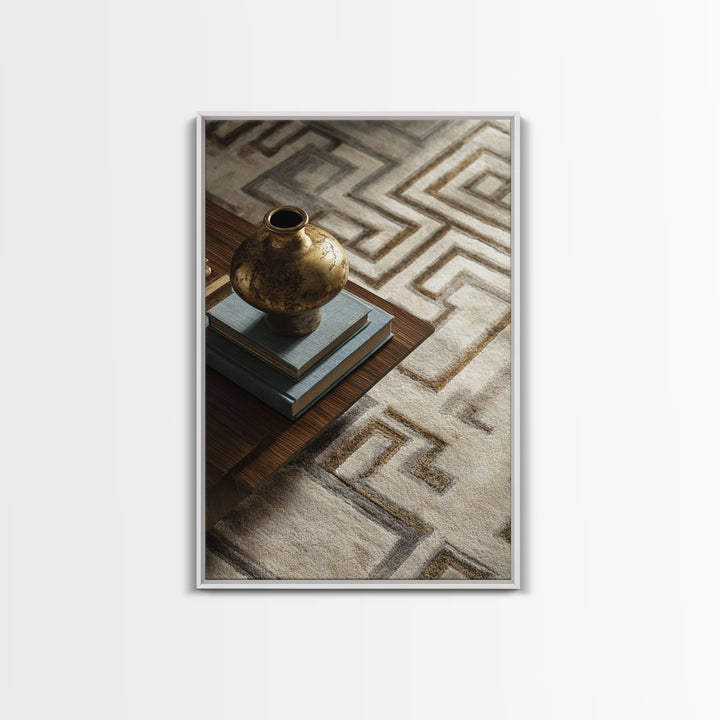 Geometric Labyrinth Pattern Framed Canvas Print, Office Art, Boho Decor, Office Decor, Focus, Digital Art, Pet Portrait, OFF-2x3-2