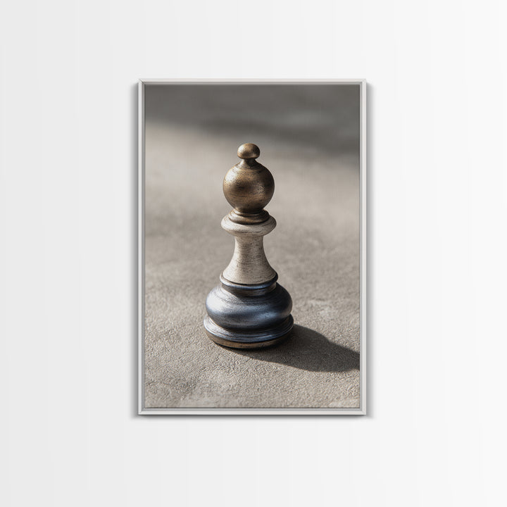 Minimal Chess Piece Still Life Framed Canvas Print, Office Art, Contemporary Art, Office Decor, Oil Painting, Focus, OFF-2x3-21