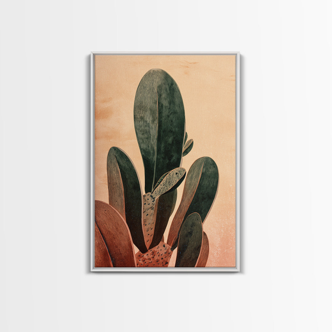 Desk Plant Botanical Closeup Framed Canvas Print, Office Art, Office Wall Art, Office Decor, Watercolor Art, Focus, OFF-2x3-24