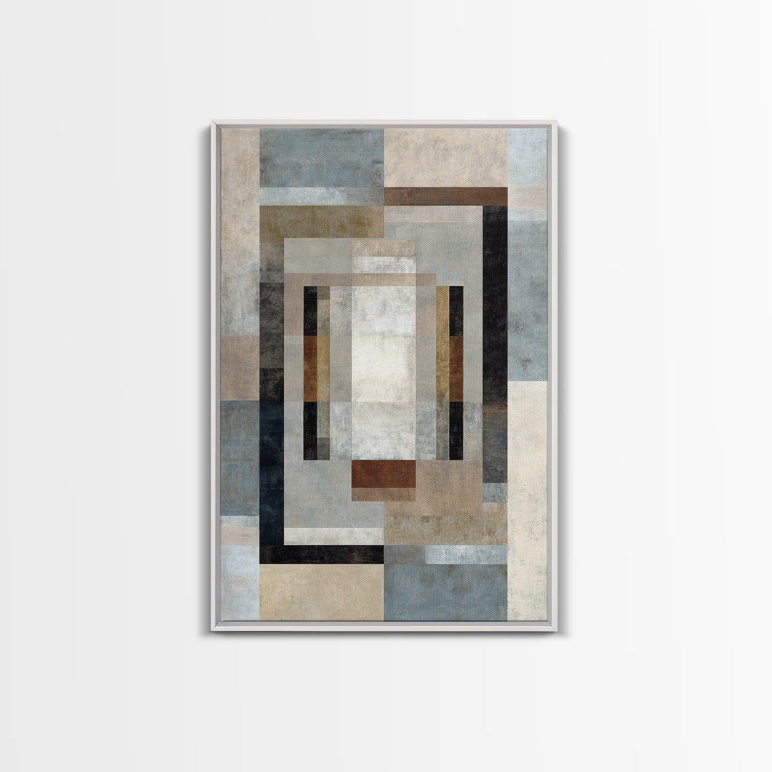 Geometric Labyrinth Pattern Framed Canvas Print, Office Art, Boho Decor, Office Decor, Focus, Digital Art, Pet Portrait, OFF-2x3-26