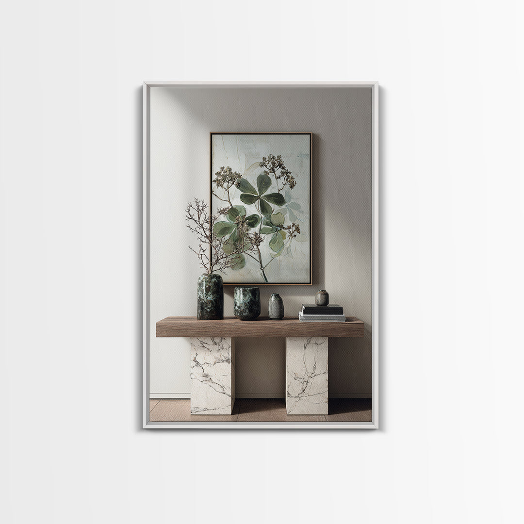 Modern Botanical Print Framed Canvas Print, Office Art, Living Room Decor, Office Decor, Fine Art, Focus, Fine Art Print, OFF-2x3-36