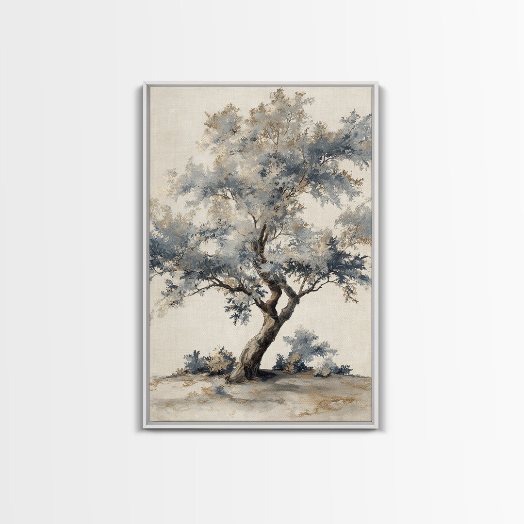 Ink Wash Tree Symbolizing Stability Framed Canvas Print, Office Art, Textured Painting, Office Decor, Fine Art, Focus, OFF-2x3-46