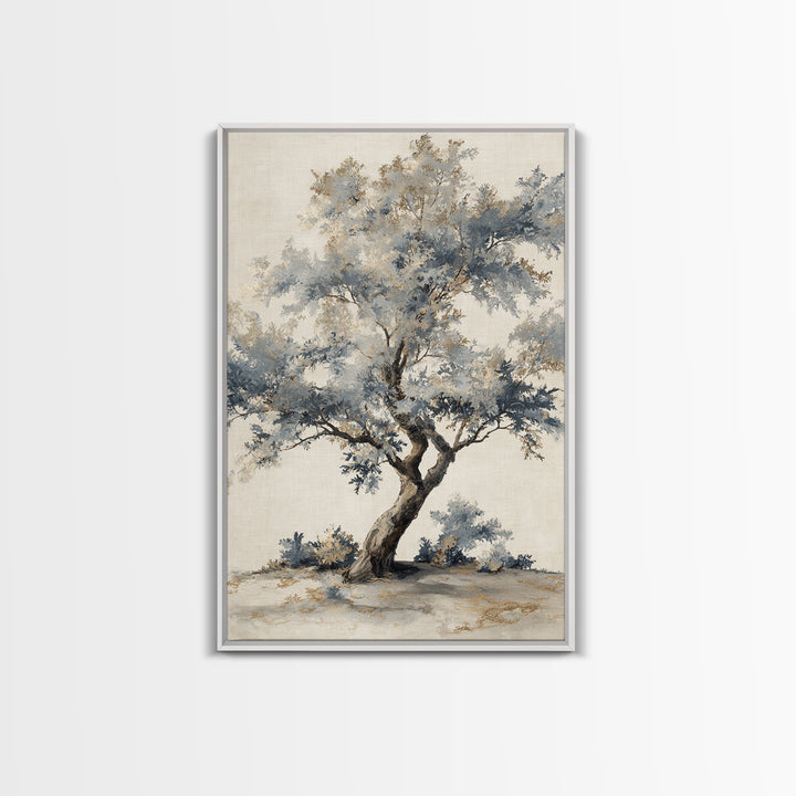 Ink Wash Tree Symbolizing Stability Framed Canvas Print, Office Art, Textured Painting, Office Decor, Fine Art, Focus, OFF-2x3-46