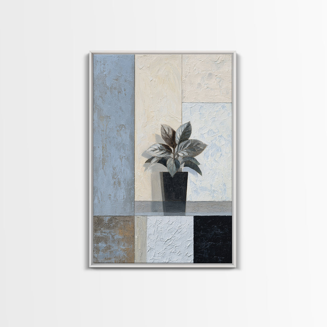 Desk Plant Botanical Closeup Framed Canvas Print, Office Art, Boho Decor, Office Decor, Fine Art, Focus, Digital Art, OFF-2x3-48