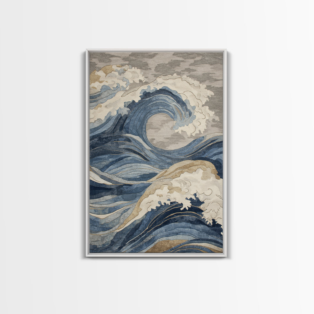 Blue Abstract Wave Pattern for Focus Canvas Print, Office Art, Pet Portrait, Office Decor, Abstract Art, Focus, Digital Print, OFF-2x3-49