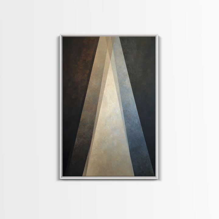 Abstract Light Beam Through Dark Shapes Framed Canvas Print, Office Art, Textured Painting, Office Decor, Fine Art, Focus, OFF-2x3-55