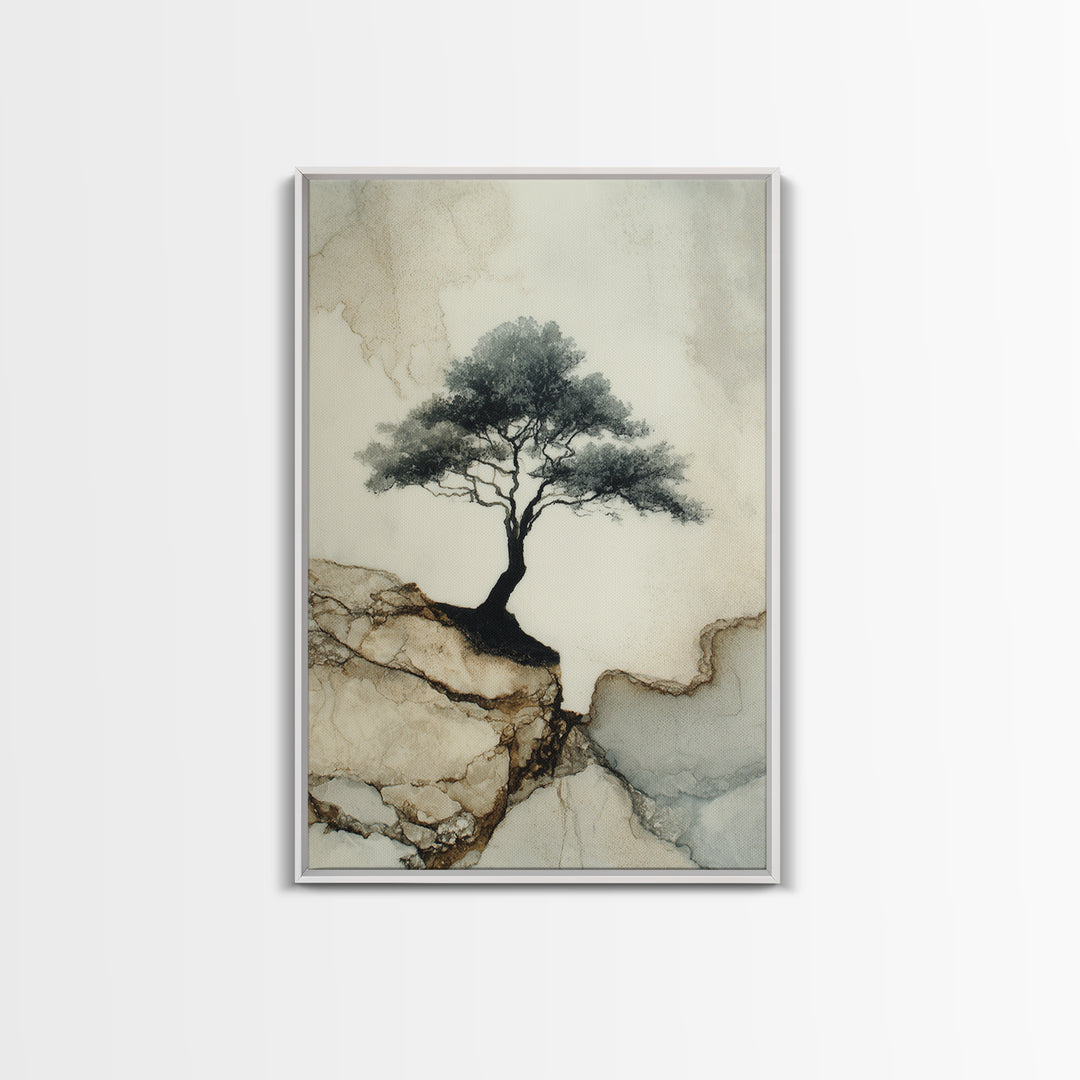 Ink Wash Tree Symbolizing Stability Canvas Print, Office Art, Poster, Office Decor, Fine Art, Focus, Canvas Wall Art, OFF-2x3-70