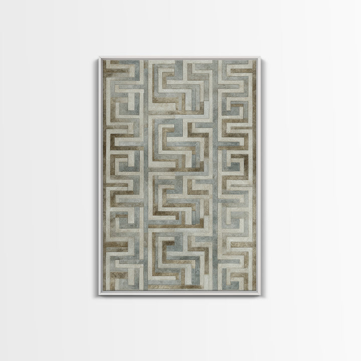 Geometric Labyrinth Pattern Framed Canvas Print, Office Art, Wall Decor, Office Decor, Abstract Art, Focus, Wall Prints, OFF-2x3-74