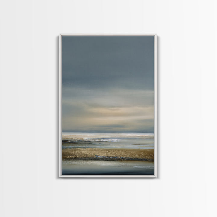 Dignified Neutral Landscape Framed Canvas Print, Office Art, Abstract Art, Office Decor, Oil Painting, Focus, OFF-2x3-87