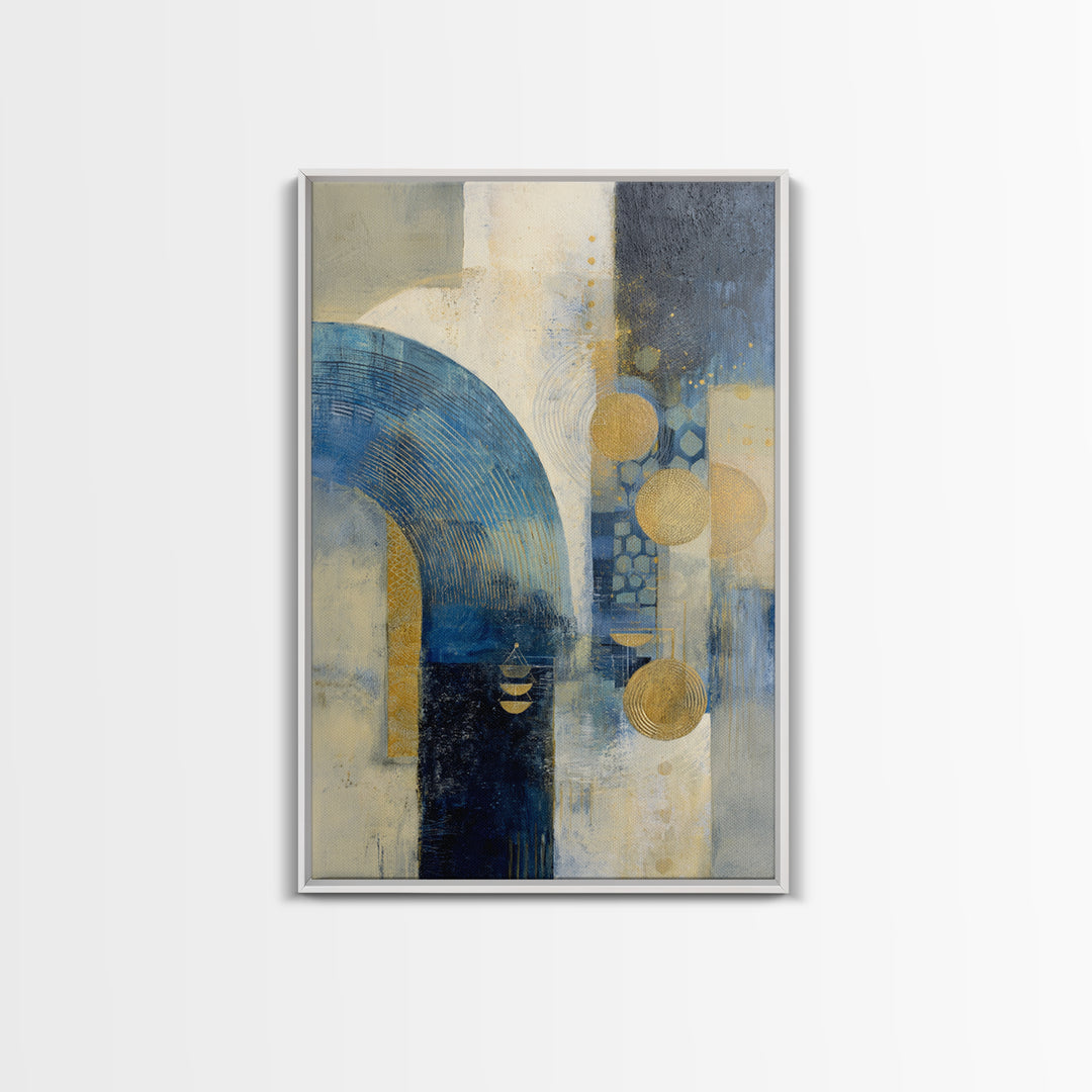 Blue Abstract Wave Pattern for Focus Framed Canvas Print, Office Art, Large Wall Art, Office Decor, Abstract Art, Focus, OFF-2x3-97