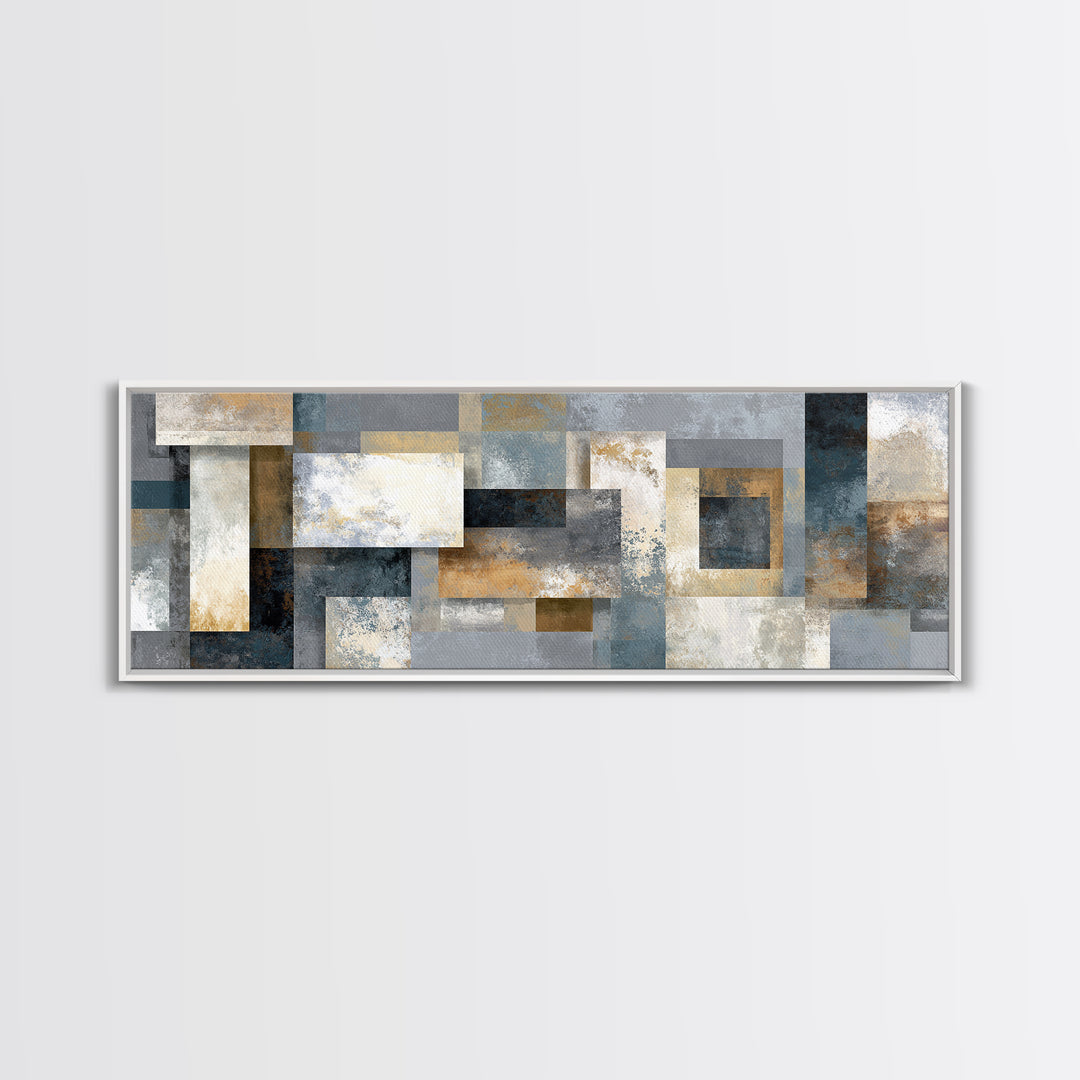 Geometric Labyrinth Pattern Framed Canvas Print, Office Art, Home Decor, Office Decor, Abstract Art, Focus, Art Deco, OFF-3x1-10