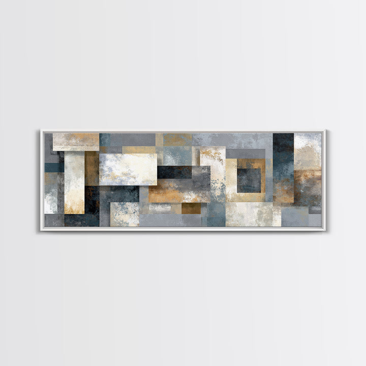 Geometric Labyrinth Pattern Framed Canvas Print, Office Art, Home Decor, Office Decor, Abstract Art, Focus, Art Deco, OFF-3x1-10