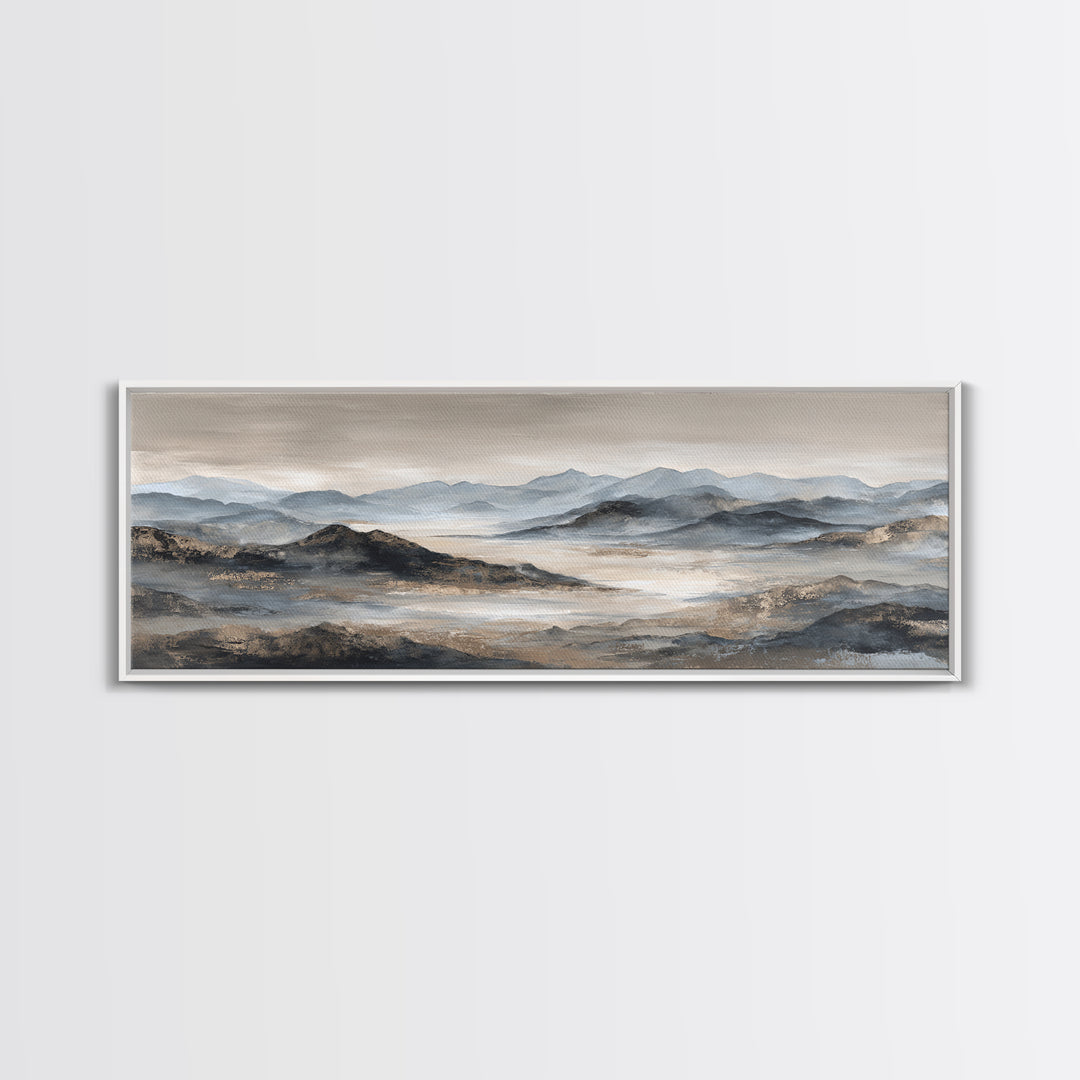 Minimal Mountain Sunrise for Focus Framed Canvas Print, Office Art, Printables, Office Decor, Focus, Living Room Decor, OFF-3x1-18