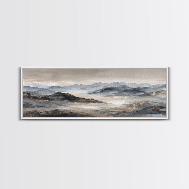 Minimal Mountain Sunrise for Focus Framed Canvas Print, Office Art, Printables, Office Decor, Focus, Living Room Decor, OFF-3x1-18