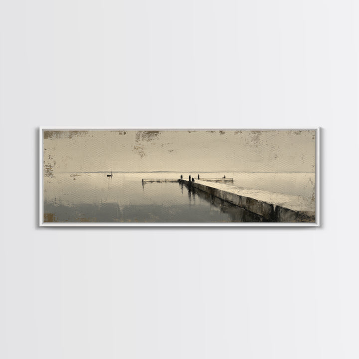 Monochrome Bridge Structure Framed Canvas Print, Office Art, Digital Art, Office Decor, Abstract Art, Focus, Ai Art, OFF-3x1-2