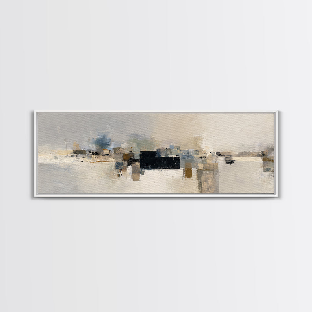 Dignified Neutral Landscape Framed Canvas Print, Office Art, Boho Decor, Office Decor, Focus, Digital Art, Pet Portrait, OFF-3x1-23